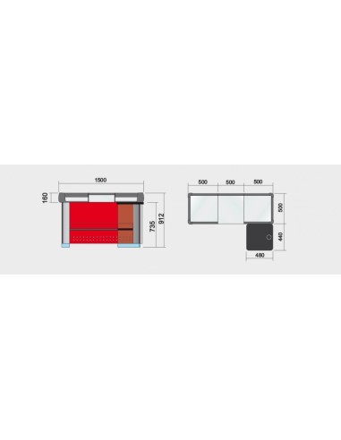 Mueble Línea de Caja Recto 1,50 m Hosteleria Negocios