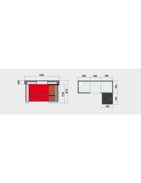 Mueble Línea de Caja Recto 1,50 m Hosteleria Negocios