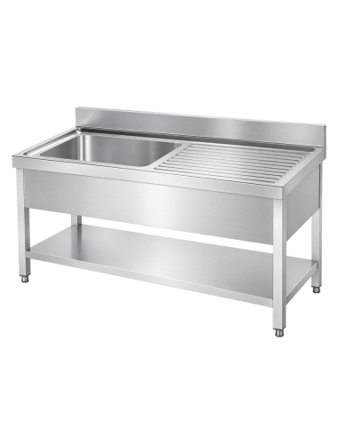 Fregadero Eutron Gama 600 con Bancada y Estante 1400mm | Hostelería Negocios