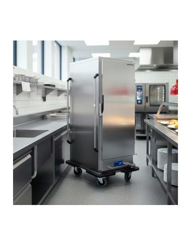 Carro caliente Infrico HT2021 de 550 litros para mantener comidas calientes. Admite 11 GN 2/1 o 22 GN 1/1, trabaja de +50 a +80
