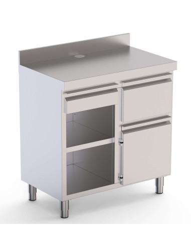 Mueble Cafetero Con Tolva Derecha y cajon  CST60100D2SRB|Hosteleria negocios
