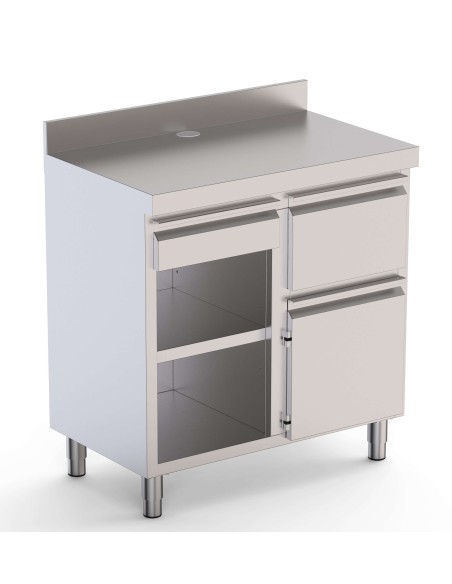 Mueble Cafetero Con Tolva Derecha y cajon  CST60100D2SRB|Hosteleria negocios